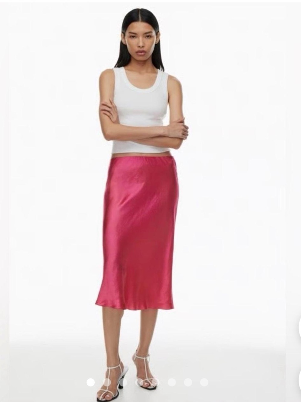 Aritizia satin midi skirt NWT size 4 in hot pink
